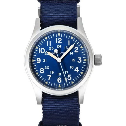 Orologio da uomo Hamilton Khaki Field con cinturino in tessuto e quadrante blu automatico H69439940