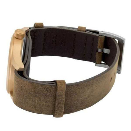 Orologio da uomo Hamilton Khaki Field meccanico con cinturino in pelle bronzo quadrante nero H69459530