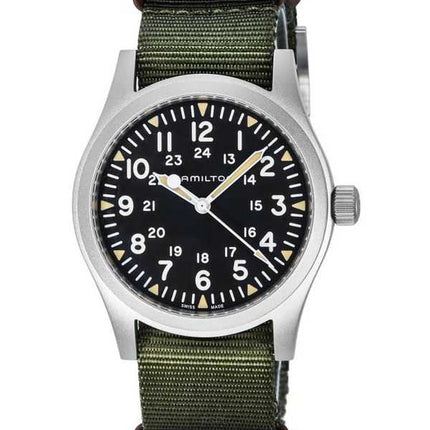 Orologio da uomo Hamilton Khaki Field cinturino in nylon quadrante nero meccanico H69529933
