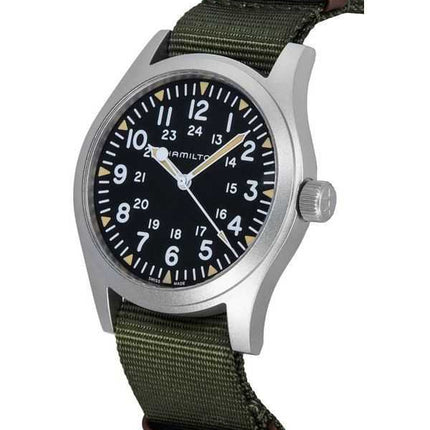 Orologio da uomo Hamilton Khaki Field cinturino in nylon quadrante nero meccanico H69529933