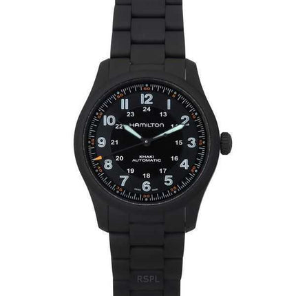 Orologio da uomo Hamilton Khaki Field PVD rivestito in titanio quadrante nero automatico H70215130 100M