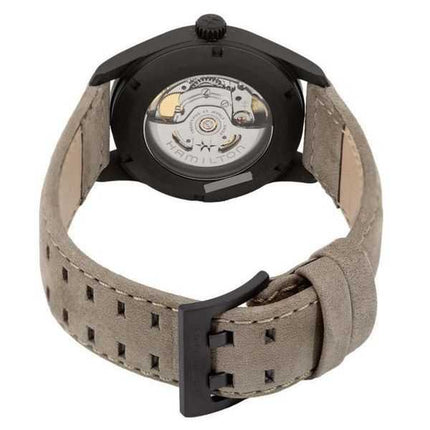 Orologio da uomo Hamilton Khaki Field Titanium cinturino in pelle quadrante grigio automatico H70215880 100M