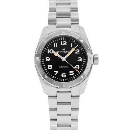 Orologio da uomo Hamilton Khaki Field Expedition in acciaio inossidabile con quadrante nero automatico H70225130 100M