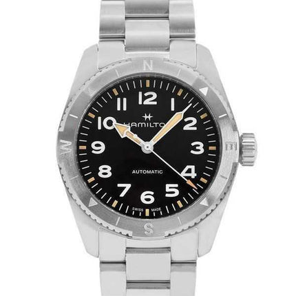 Orologio da uomo Hamilton Khaki Field Expedition in acciaio inossidabile con quadrante nero automatico H70225130 100M