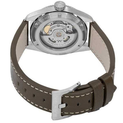 Orologio da uomo Hamilton Khaki Field Expedition con cinturino in pelle e quadrante nero automatico H70225830 100M
