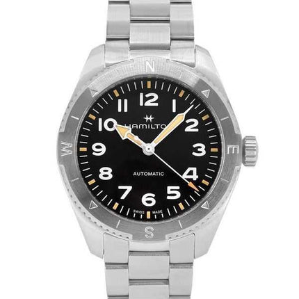 Orologio da uomo Hamilton Khaki Field Expedition in acciaio inossidabile con quadrante nero automatico H70315130 100M