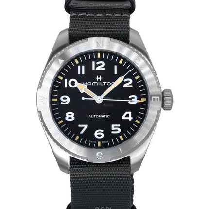 Orologio Hamilton Khaki Field Expedition con cinturino in tessuto e quadrante nero automatico H70315930 100M unisex