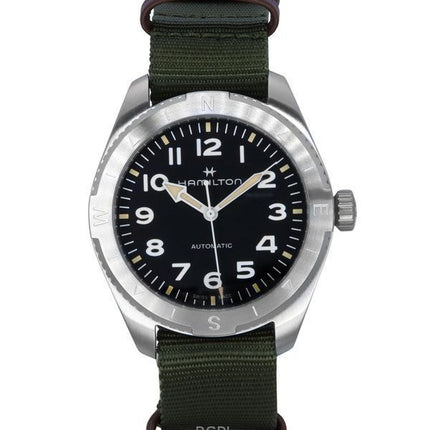 Orologio Hamilton Khaki Field Expedition con cinturino in tessuto e quadrante nero automatico H70315931 100M unisex