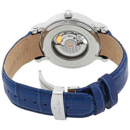Mathey-Tissot scheletro cinturino in vera pelle quadrante blu automatico H7053ABU orologio da uomo con set regalo