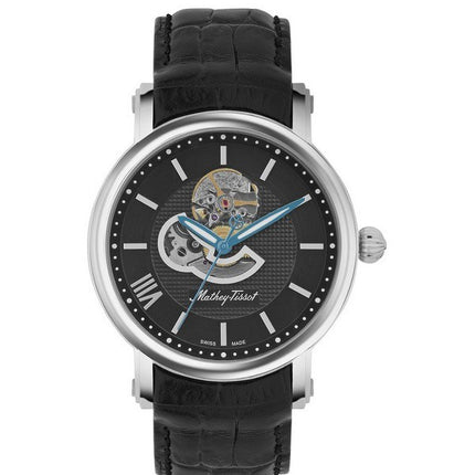 Orologio da uomo automatico H7053AN con cinturino in vera pelle scheletrato Mathey-Tissot quadrante nero