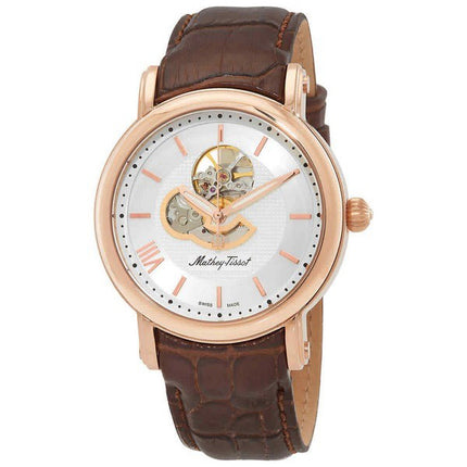 Orologio da uomo automatico H7053PI con cinturino in vera pelle scheletrato Mathey-Tissot quadrante bianco