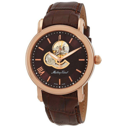 Orologio da uomo automatico H7053PM con cinturino in vera pelle scheletrato Mathey-Tissot quadrante marrone