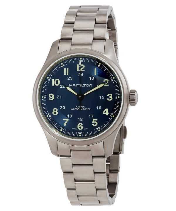 Orologio da uomo Hamilton Khaki Field Titanium quadrante blu automatico H70545140 100M