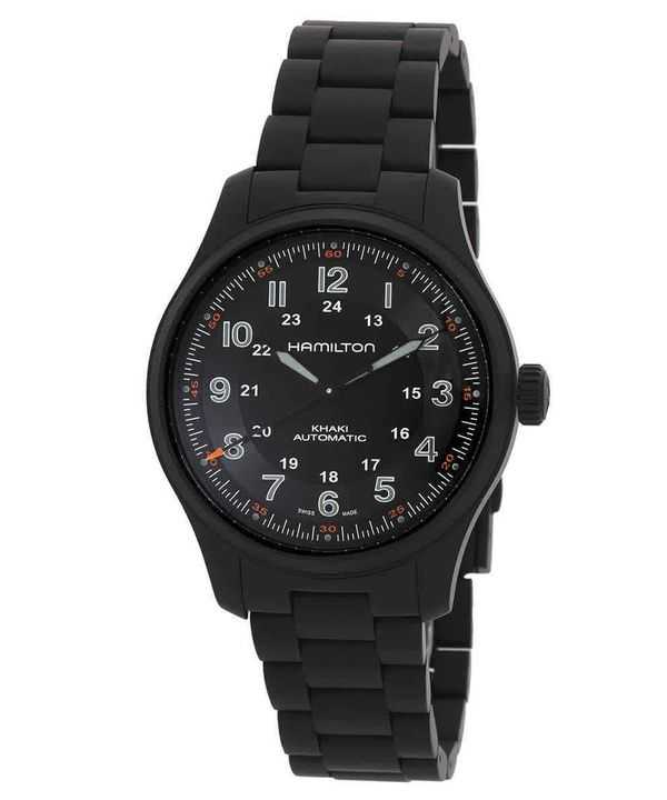 Orologio da uomo Hamilton Khaki Field Titanium quadrante nero automatico H70665130 100M