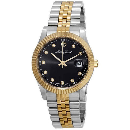Orologio da uomo Mathey-Tissot Mathy II bicolore in acciaio inossidabile con quadrante nero al quarzo H710BN