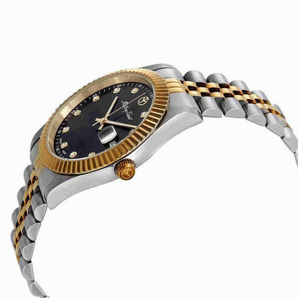 Orologio da uomo Mathey-Tissot Mathy II bicolore in acciaio inossidabile con quadrante nero al quarzo H710BN
