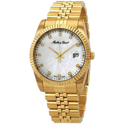 Orologio da uomo Mathey-Tissot Mathy II tono oro in acciaio inossidabile con quadrante in madreperla al quarzo H710PI