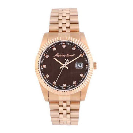Orologio da uomo Mathey-Tissot Mathy II in acciaio inossidabile oro rosa quadrante marrone al quarzo H710PRM