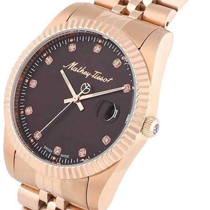 Orologio da uomo Mathey-Tissot Mathy II in acciaio inossidabile oro rosa quadrante marrone al quarzo H710PRM