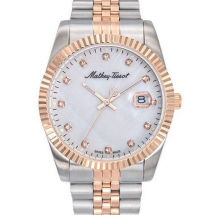 Orologio da uomo Mathey-Tissot Mathy II bicolore in acciaio inossidabile con quadrante bianco al quarzo H710RA
