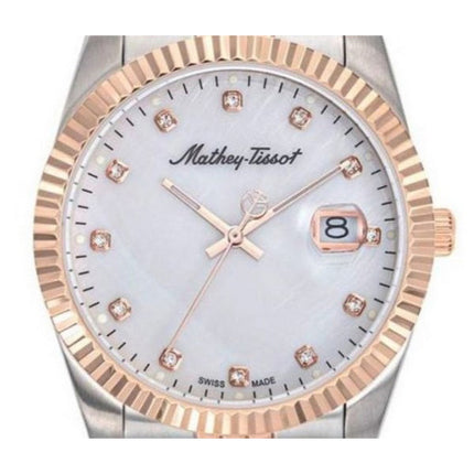 Orologio da uomo Mathey-Tissot Mathy II bicolore in acciaio inossidabile con quadrante bianco al quarzo H710RA