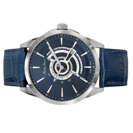 Orologio da uomo Mathey-Tissot Mondo cinturino in pelle quadrante blu al quarzo H711ABU