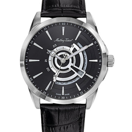 Orologio da uomo Mathey-Tissot Mondo con cinturino in pelle e quadrante nero al quarzo H711AN