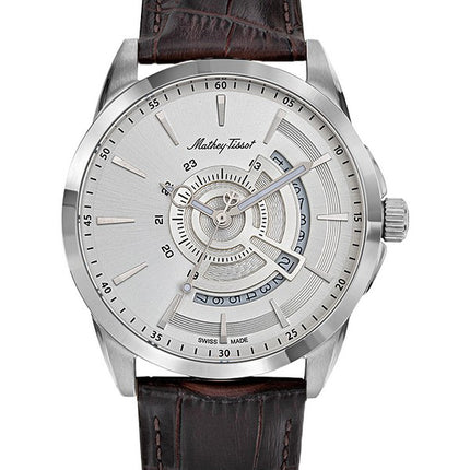 Orologio da uomo Mathey-Tissot Mondo cinturino in pelle quadrante argento quarzo H711AS