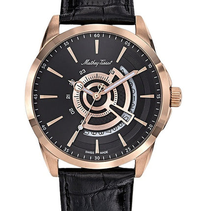 Orologio da uomo Mathey-Tissot Mondo con cinturino in pelle e quadrante nero al quarzo H711PN