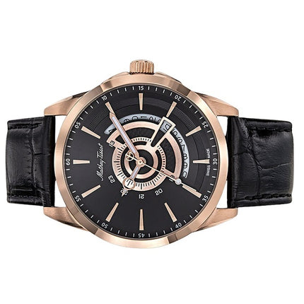 Orologio da uomo Mathey-Tissot Mondo con cinturino in pelle e quadrante nero al quarzo H711PN