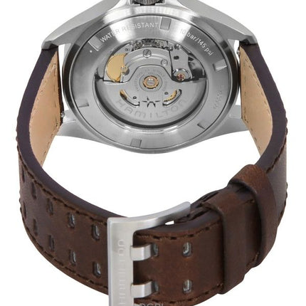 Orologio da uomo Hamilton Khaki Aviation Pilot con cinturino in pelle e quadrante nero automatico H76305530 100M