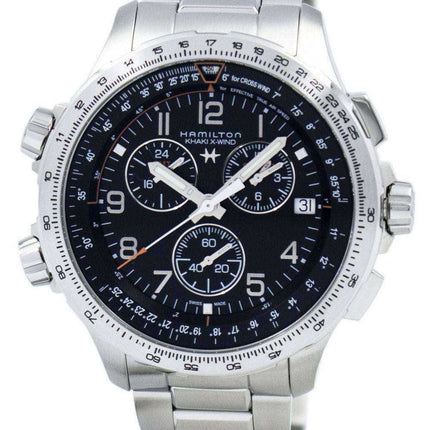 Orologio da uomo Hamilton Khaki Aviation X-Wind con cronografo al quarzo GMT H77912135