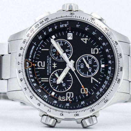 Orologio da uomo Hamilton Khaki Aviation X-Wind con cronografo al quarzo GMT H77912135