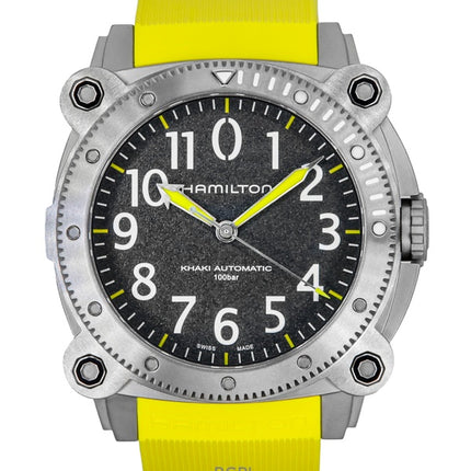 Orologio da uomo Hamilton Khaki Navy Belowzero con cinturino in gomma e quadrante grigio, automatico, subacqueo, H78535380, 1000 m