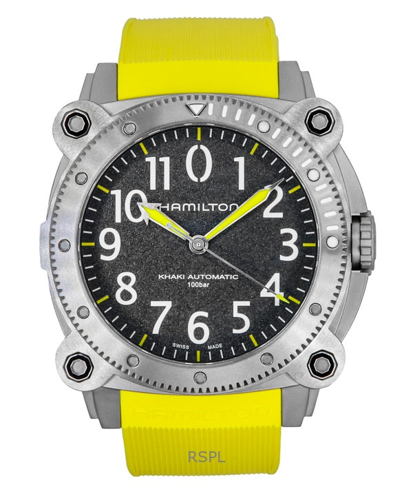 Orologio da uomo Hamilton Khaki Navy Belowzero con cinturino in gomma e quadrante grigio, automatico, subacqueo, H78535380, 1000 m