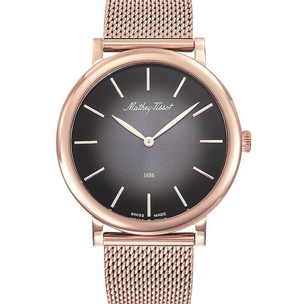 Orologio da uomo Mathey-Tissot Monsoon in acciaio inossidabile color oro rosa con quadrante nero al quarzo H7916PN