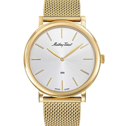 Orologio da uomo Mathey-Tissot Monsoon in acciaio inossidabile color oro con quadrante argentato al quarzo H7916PYS