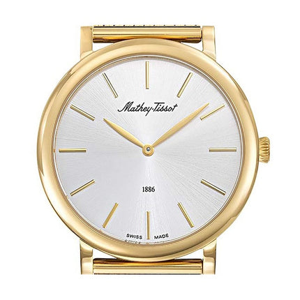Orologio da uomo Mathey-Tissot Monsoon in acciaio inossidabile color oro con quadrante argentato al quarzo H7916PYS