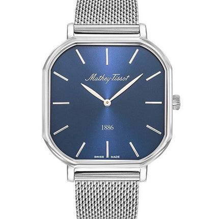 Orologio da uomo Mathey-Tissot Monsoon Square in acciaio inossidabile con quadrante blu al quarzo H7917ABU