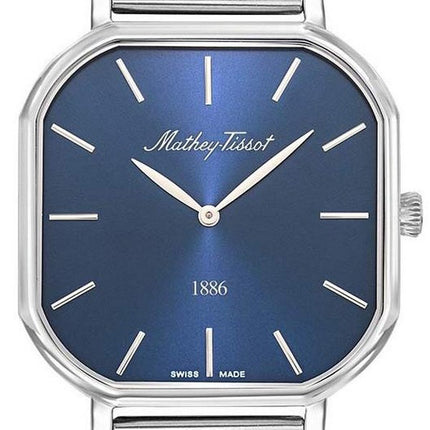 Orologio da uomo Mathey-Tissot Monsoon Square in acciaio inossidabile con quadrante blu al quarzo H7917ABU