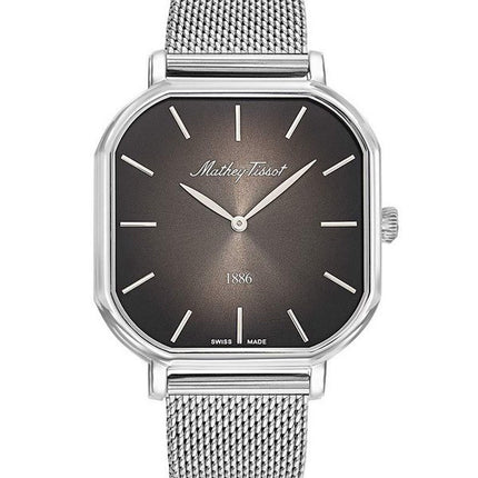 Orologio da uomo Mathey-Tissot Monsoon Square in acciaio inossidabile con quadrante nero al quarzo H7917AN