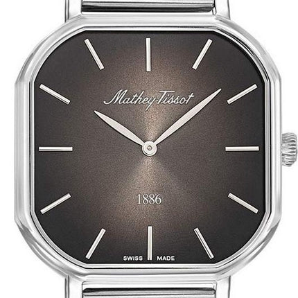 Orologio da uomo Mathey-Tissot Monsoon Square in acciaio inossidabile con quadrante nero al quarzo H7917AN