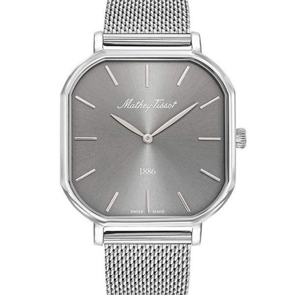 Orologio da uomo Mathey-Tissot Monsoon Square in acciaio inossidabile con quadrante argentato al quarzo H7917AS
