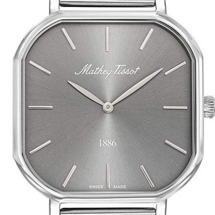 Orologio da uomo Mathey-Tissot Monsoon Square in acciaio inossidabile con quadrante argentato al quarzo H7917AS