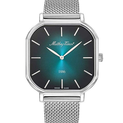 Orologio da uomo Mathey-Tissot Monsoon Square in acciaio inossidabile con quadrante verde al quarzo H7917AV