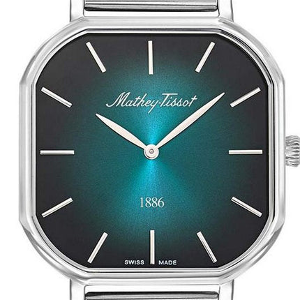 Orologio da uomo Mathey-Tissot Monsoon Square in acciaio inossidabile con quadrante verde al quarzo H7917AV