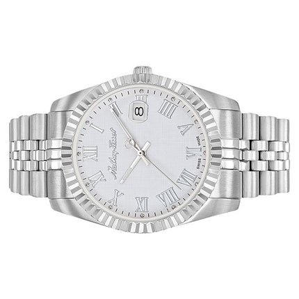 Orologio da uomo Mathey-Tissot Mathy III Roman in acciaio inossidabile con quadrante bianco al quarzo H810ABR