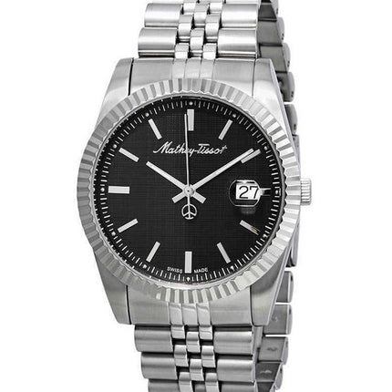 Orologio da uomo Mathey-Tissot Mathy III in acciaio inossidabile con quadrante nero al quarzo H810AN