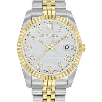 Orologio da uomo Mathey-Tissot Mathy III Roman Two-Tone in acciaio inossidabile con quadrante bianco al quarzo H810BBR