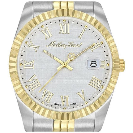 Orologio da uomo Mathey-Tissot Mathy III Roman Two-Tone in acciaio inossidabile con quadrante bianco al quarzo H810BBR